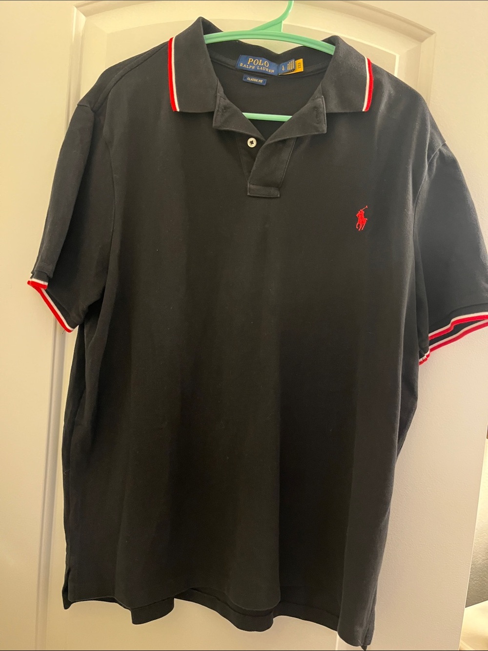 Polo by Ralph Lauren Black Polo Shirt with Red Trim